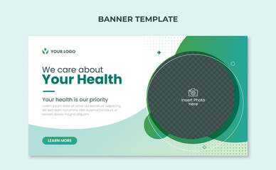 We care about your health banner. Medical healthcare web banner template