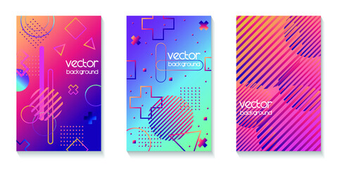 Colorful geometrics on gadiant color cover page , Vector background