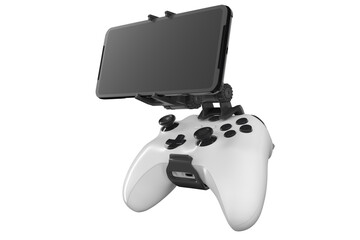 Realistic joystick for playing games on a mobile phone isolated on white