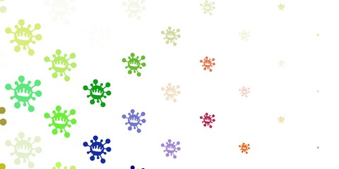 Fototapeta na wymiar Light multicolor vector background with covid-19 symbols.