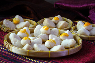 Thai shortbread cookies or Kleeb lamduan (lamduan flower shortbread cookie) one of the auspicious...