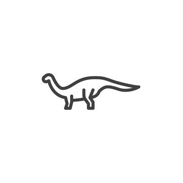 Brachiosaurus dinosaur line icon. linear style sign for mobile concept and web design. Brachiosaurus outline vector icon. Symbol, logo illustration. Vector graphics