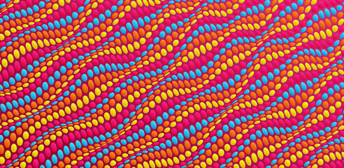 Wavy dotted background with optical illusion. Abstract polka dots pattern. 3d vector illustration.