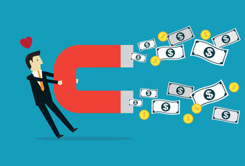 Businessman attract a lot of money