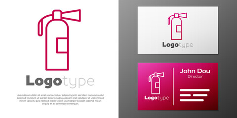 Logotype line Fire extinguisher icon isolated on white background. Logo design template element. Vector.