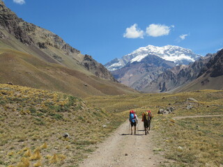 Fototapeta na wymiar View on the Andes mountain Aconcagua near Mendoza in Argentina