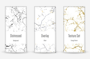 Distress Grunge Texture Set. Scratched Dirt Print.