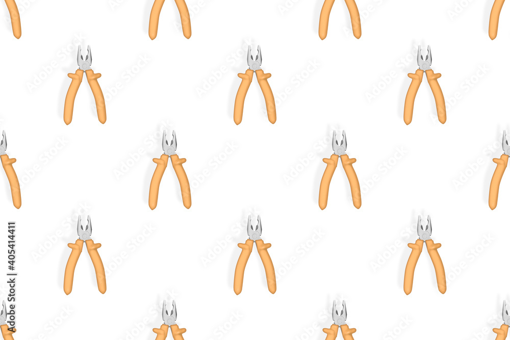 Wall mural Pliers seamless pattern. Metal pliers with rubber grips.