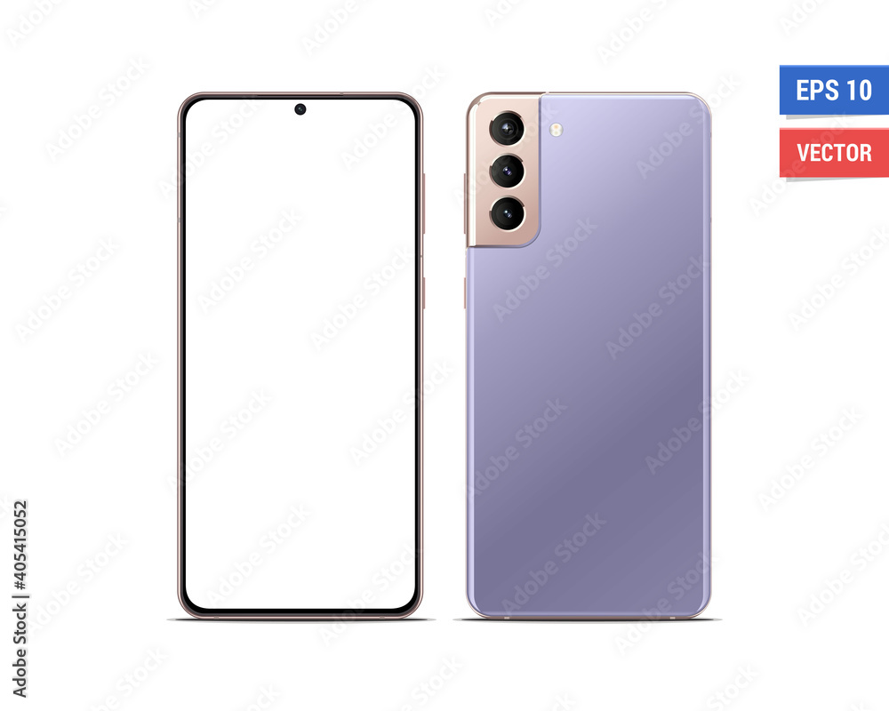 Wall mural realistic vector flat mock-up samsung galaxy s21 plus with blank screen isolated on white background