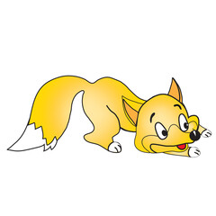 Red fox character - animation hero playing and smiling child's drawing.