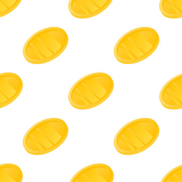Money coins seamless pattern background. Business flat vector illustration. Gold money coin symbol pattern.