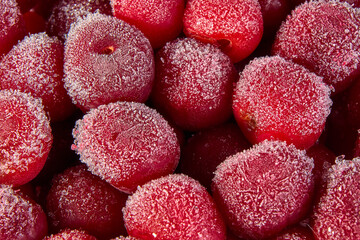 Frozen cherry. Macro image with small depth of field