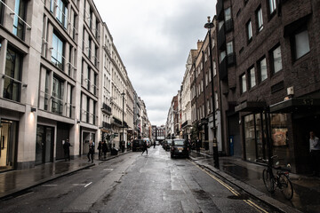 Fototapeta na wymiar A cold and wet street in London City