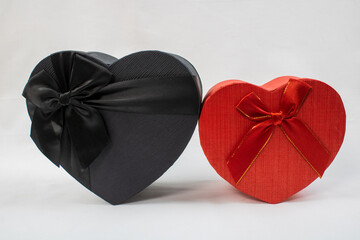 Valentine's day gift box with heart, empty heart box, open and closed gift box with lid