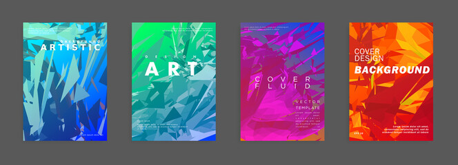 Cover design set. Colorful painting background.
