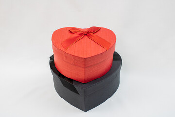 Valentine's day gift box with heart, empty heart box, open and closed gift box with lid