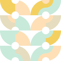 Geometric vector seamless pattern in retro style . Modern background with circles and semicircles inspired by midcentury design.