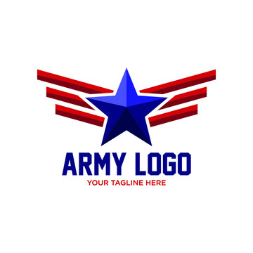 Star with stripes military icon. Logo template. Vector illustration. 