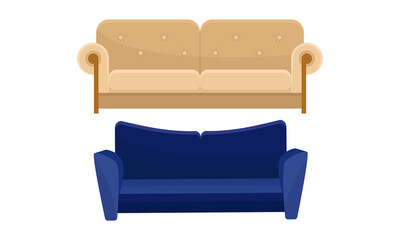 Couch or Sofa as Piece of Furniture for Seating Vector Set