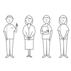 Vector illustration of multiple nurses