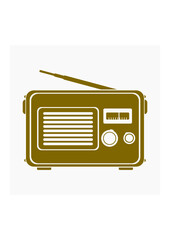 Editable Isolated Flat Monochrome Old Classic Vintage Radios Vector Illustration for Information Technology or Electronic Related Design