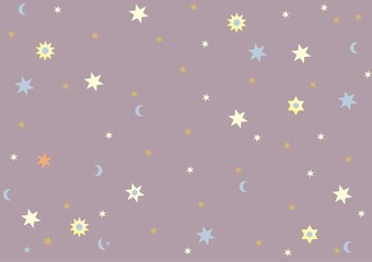 Fototapeta na wymiar Background with drawings of stars and moon