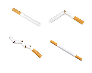 Set of a smoking cigarettes on white.