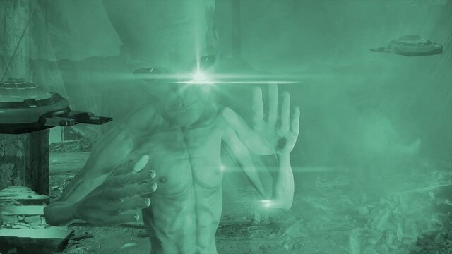 Alien 4k Animation - Extraterrestrial With Ufo