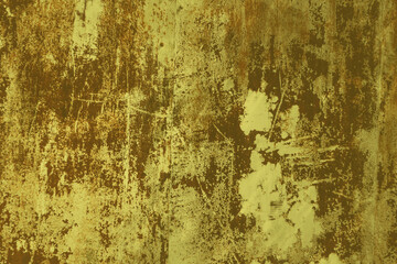Trendy Color of the year 2021 Illuminating yellow. Rusty metal background. Old rust texture.