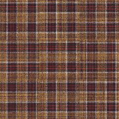 ragged old fabric texture with lost threads of traditional checkered gingham seamless ornament, beige and black main colors with red and blue thin stripes for plaid, tablecloths, shirts, clothes