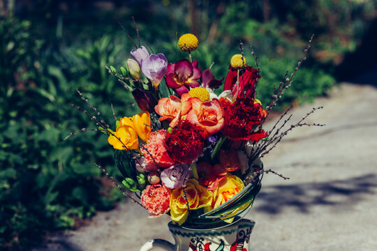 beautiful bohemian wedding flower bouquet