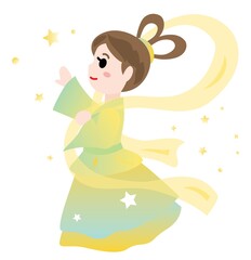 七夕祭りの織姫のイラスト