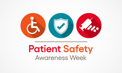 Vector illustration on the theme of Patient Safety awareness week observed each year during March to increase awareness about patient safety among health professionals, patients, and families.