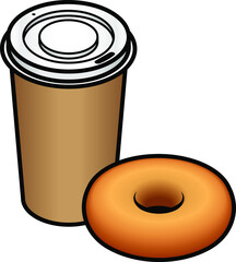 A takeaway coffee and a plain doughnut.