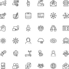 communication vector icon set such as: together, brainstorm, wire, generating, grey, bulb, responsive, copywriting, candidate, lens, leader, word, notebook, sphere, covid-19, behaviour, walkie