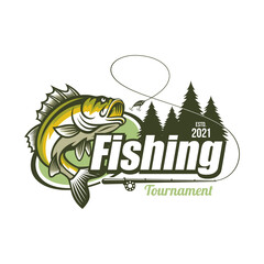 Fishing logo design template illustration . Sport fishing Logo
