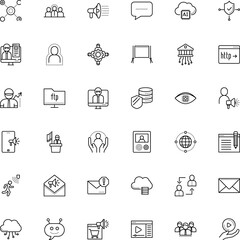 communication vector icon set such as: finance, movement, walk, entrepreneur, giving, trend, tribune, earth, specialist, disease, wall, software, chart, arrow, infected, folder, cash, machinery