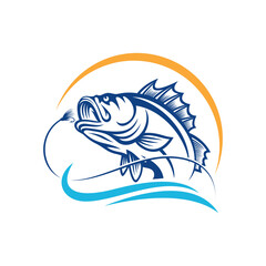 Fishing logo design template illustration . Sport fishing Logo
