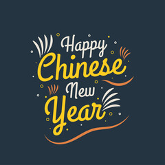 Happy Chinese New Year greeting card. Lunar New Year Lettering Design with Creative Concept