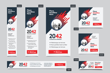 City Background Corporate Web Banner Template in multiple sizes. Easy to adapt to Brochure, Annual Report, Magazine, Poster, Corporate Advertising media, Flyer, Website.