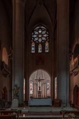 Altar view of Temple of Expiatori del Sagrat Cor on top of Mount Tibidabo in Barcelona