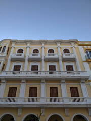 Ibiza Town, Ibiza / Spain - January 12, 2021: City of Ibiza, Spain. Old area of Dalt Vila, Santa María Cathedral and marina. It is a very touristic area..