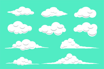 Collection of overcast clouds vector illustration