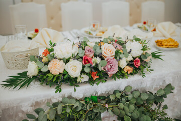 Beautiful wedding decoration at reception. 