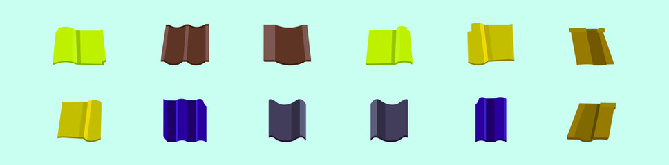 set of roof tiles cartoon icon design template with various models. vector illustration isolated on blue background