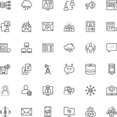 communication vector icon set such as: workplace, vocabulary, suggestion, tower, headlines, webinar, leadership, ui, quarantine, cartoon, lecture, loud, volume, diplomat, camera, feed, sms, antenna