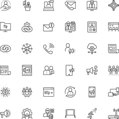 communication vector icon set such as: politician, friend, analytics, research, display, boss, optimization, add, mental, brain, pro, workshop, referral, profile, entrepreneur, propaganda, election