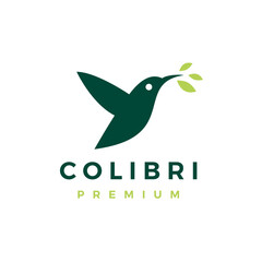 colibri leaf hummingbird logo vector icon illustration