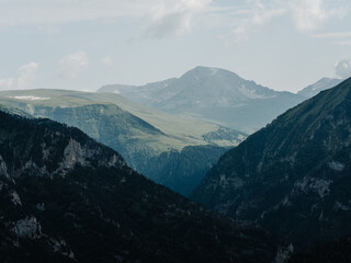 Fototapeta premium Landscape high mountains fog clouds nature fresh air