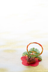 和風年賀状素材　干支　紙粘土--丑、牛、丑年、うし